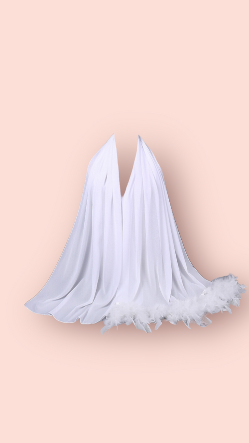Chiffon Feather Trimmed Hijab