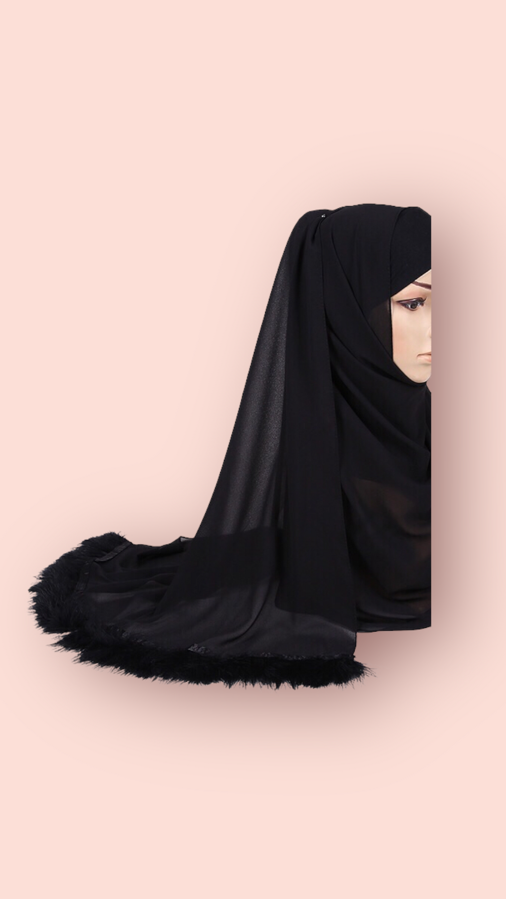 Chiffon Feather Trimmed Hijab
