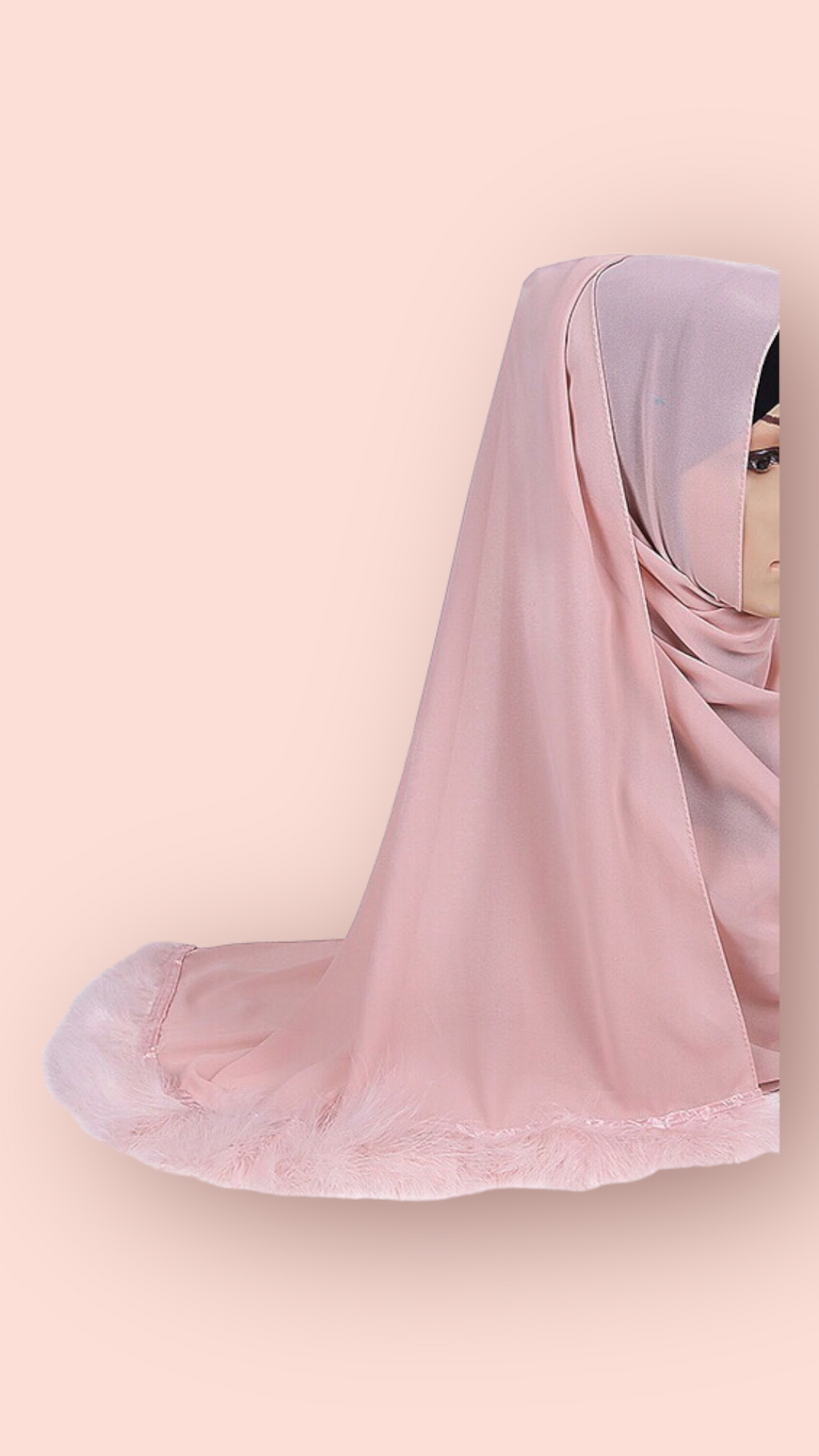 Chiffon Feather Trimmed Hijab
