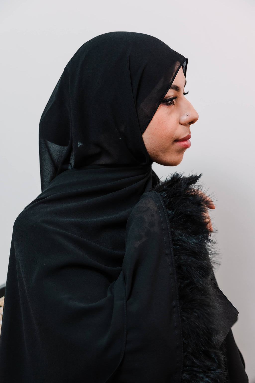 Chiffon Feather Trimmed Hijab