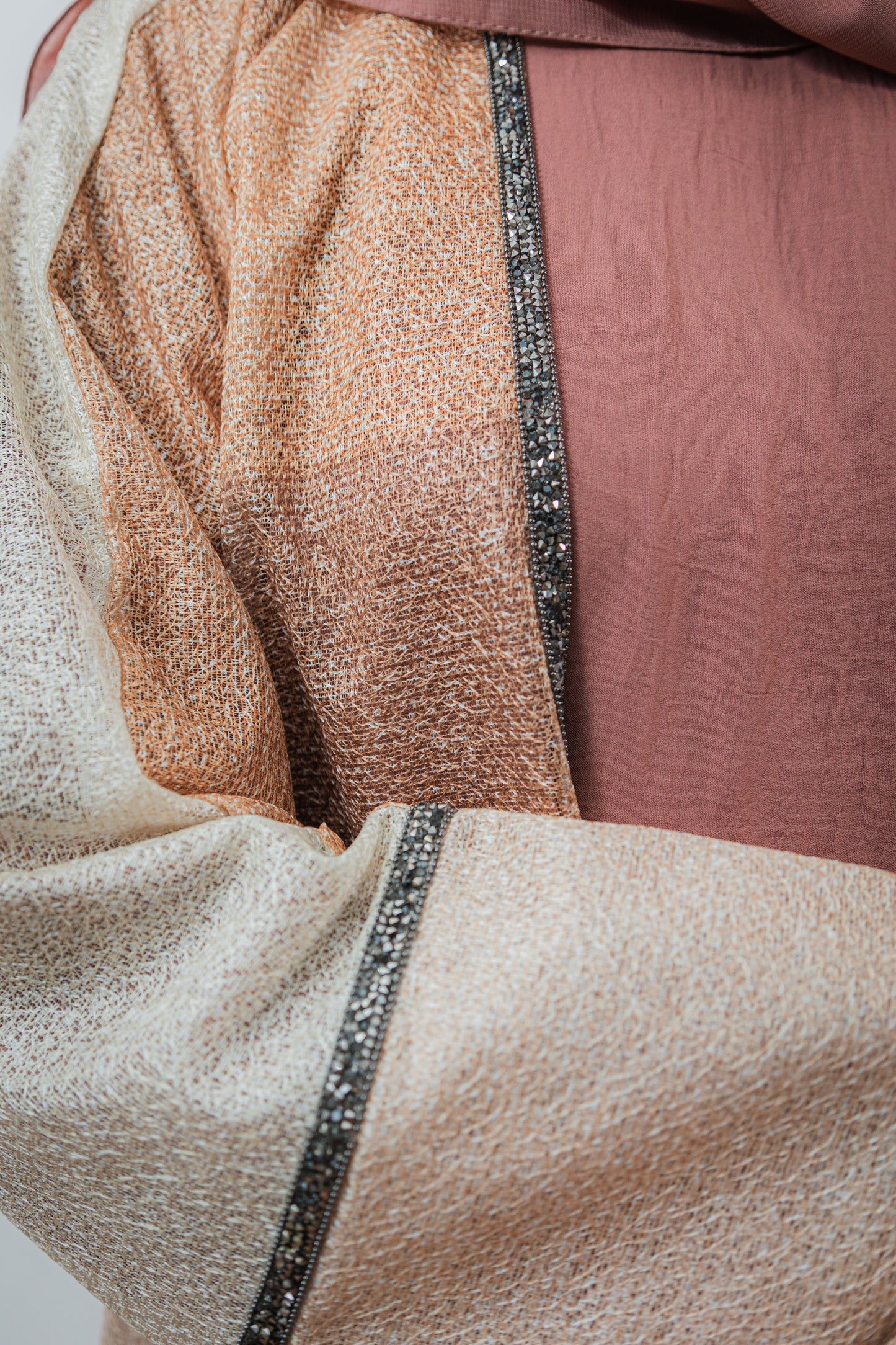 Nude & Mauve Colour Block Abaya