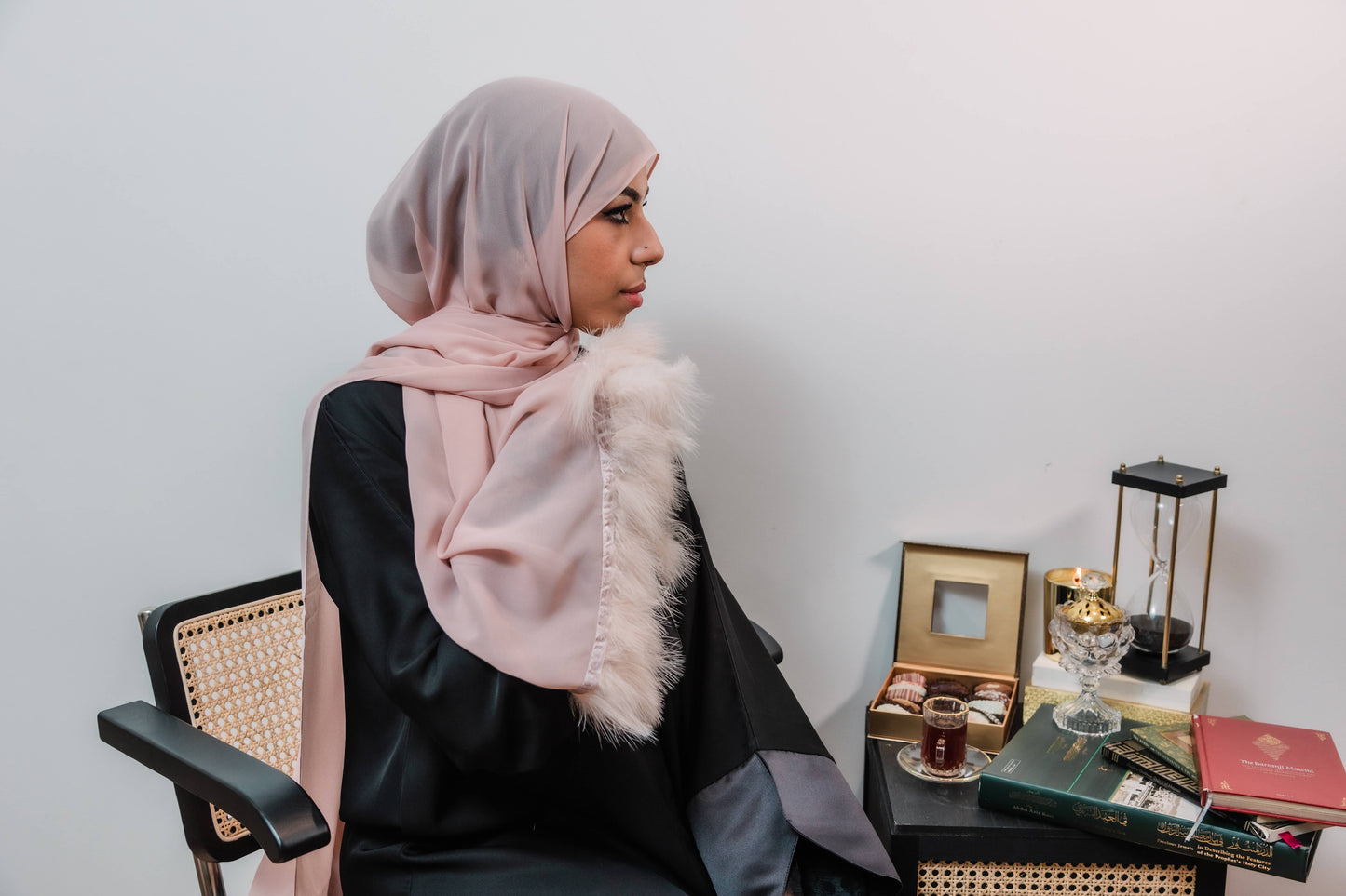 Chiffon Feather Trimmed Hijab