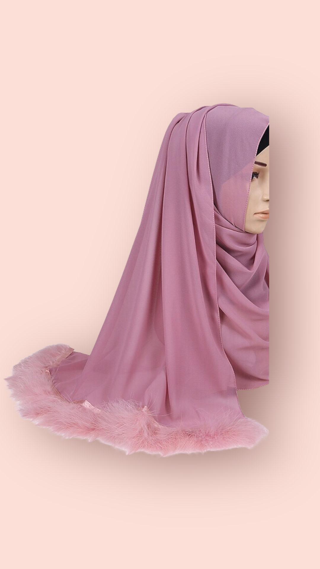 Chiffon Feather Trimmed Hijab